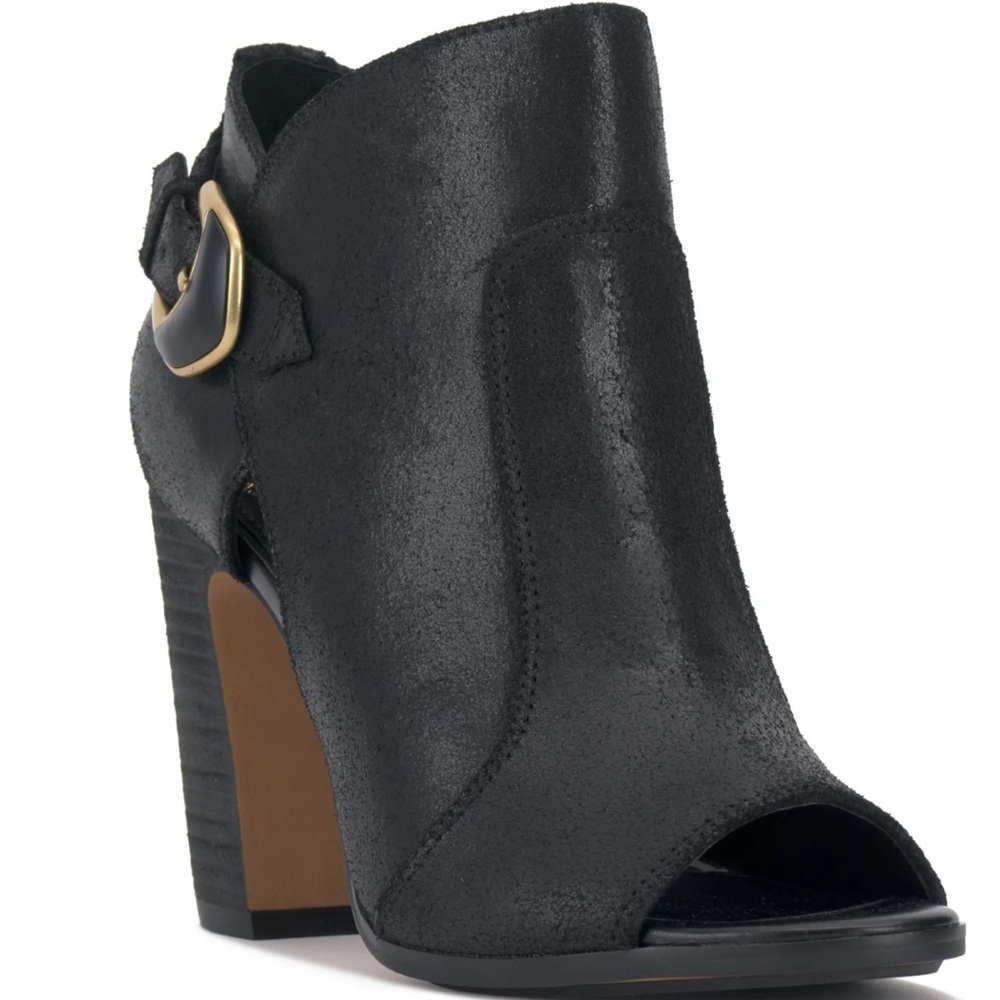 Black Peep-Toe Ankle Boots